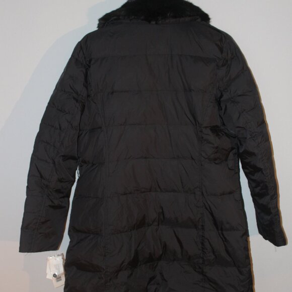 NWT DKNY Water Repellent Down Puffer Coat w/Faux Fur, Black, Women's L - Picture 6 of 6